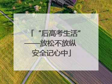 “后高考生活”——放松不放纵 安全记心中