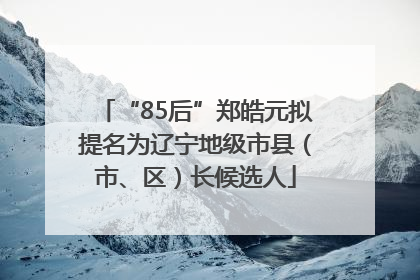 “85后”郑皓元拟提名为辽宁地级市县（市、区）长候选人