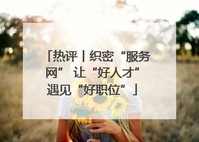 热评丨织密“服务网” 让“好人才”遇见“好职位”