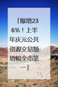 爆增236%！上半年庆元公共资源交易额增幅全市第一