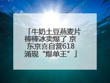 牛奶土豆燕麦片棒棒冰卖爆了 京东京喜自营618涌现“爆单王”