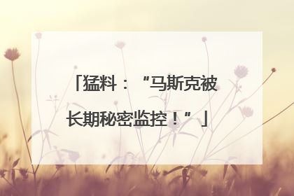 猛料：“马斯克被长期秘密监控！”