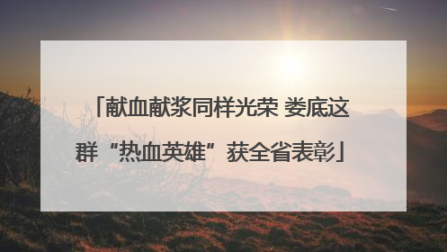 献血献浆同样光荣 娄底这群“热血英雄”获全省表彰