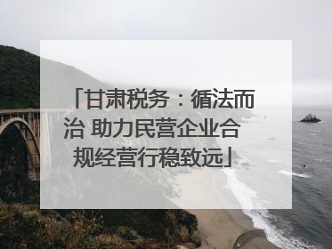 甘肃税务：循法而治 助力民营企业合规经营行稳致远