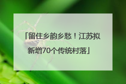 留住乡韵乡愁！江苏拟新增70个传统村落