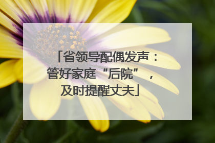 省领导配偶发声：管好家庭“后院”，及时提醒丈夫