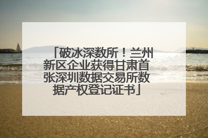 破冰深数所！兰州新区企业获得甘肃首张深圳数据交易所数据产权登记证书