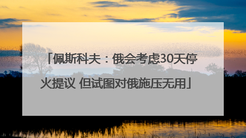 佩斯科夫：俄会考虑30天停火提议 但试图对俄施压无用