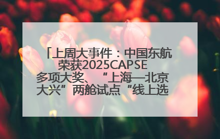 上周大事件：中国东航荣获2025CAPSE多项大奖、“上海—北京大兴”两舱试点“线上选餐”、携手菜鸟推进航空维修数字化转型