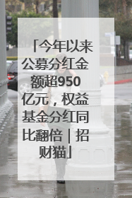 今年以来公募分红金额超950亿元，权益基金分红同比翻倍｜招财猫