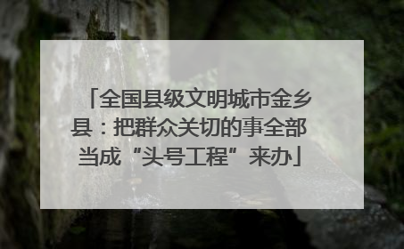 全国县级文明城市金乡县：把群众关切的事全部当成“头号工程”来办
