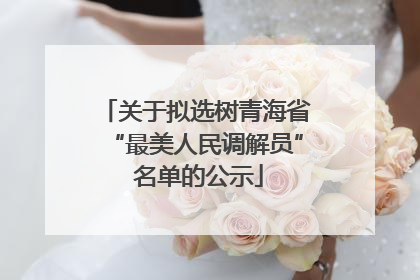 关于拟选树青海省“最美人民调解员” 名单的公示