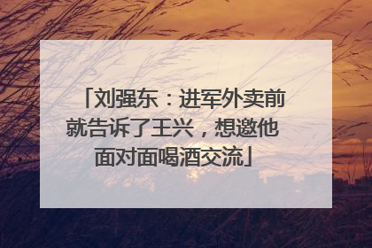 刘强东：进军外卖前就告诉了王兴，想邀他面对面喝酒交流