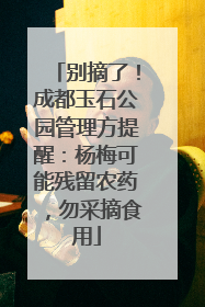 别摘了！成都玉石公园管理方提醒：杨梅可能残留农药，勿采摘食用