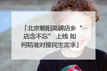 北京朝阳高碑店乡“店念不忘” 上线 如何精准对接民生需求