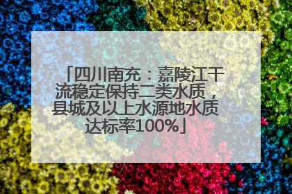 四川南充：嘉陵江干流稳定保持二类水质，县城及以上水源地水质达标率100%