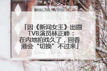 因《新闻女王》出圈 TVB演员林正峰：在内地拍戏久了，回香港会“切换”不过来