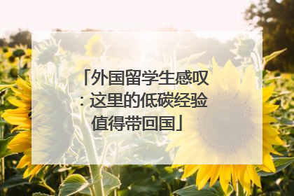 外国留学生感叹：这里的低碳经验值得带回国