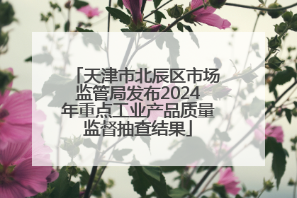 天津市北辰区市场监管局发布2024年重点工业产品质量监督抽查结果
