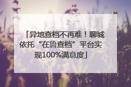 异地查档不再难！聊城依托“在鲁查档”平台实现100%满意度