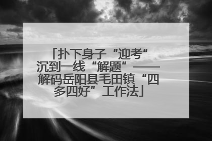 扑下身子“迎考” 沉到一线“解题”——解码岳阳县毛田镇“四多四好”工作法