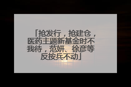 抢发行，抢建仓，医药主题新基金时不我待，范妍、徐彦等反按兵不动