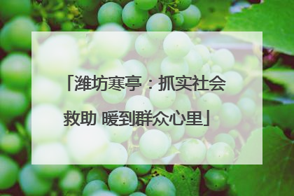 潍坊寒亭：抓实社会救助 暖到群众心里
