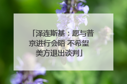 泽连斯基：愿与普京进行会晤 不希望美方退出谈判