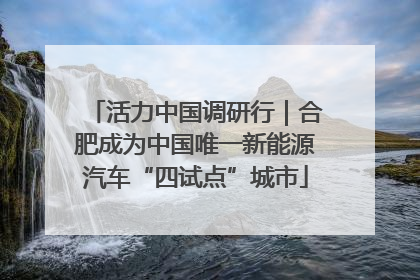 活力中国调研行｜合肥成为中国唯一新能源汽车“四试点”城市