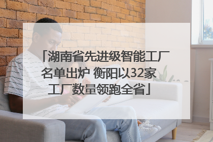 湖南省先进级智能工厂名单出炉 衡阳以32家工厂数量领跑全省