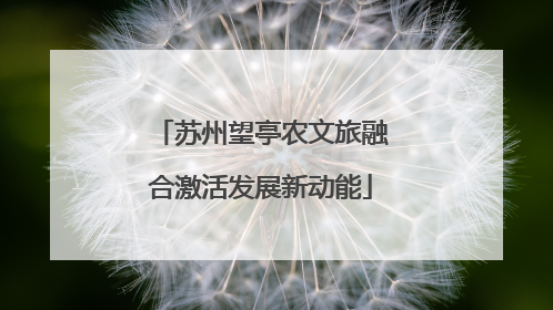 苏州望亭农文旅融合激活发展新动能