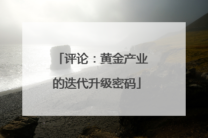 评论：黄金产业的迭代升级密码