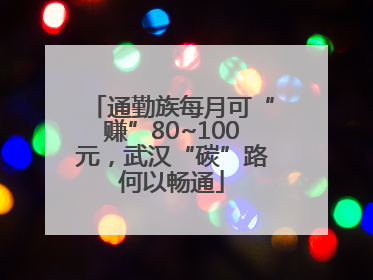 通勤族每月可“赚”80~100元，武汉“碳”路何以畅通