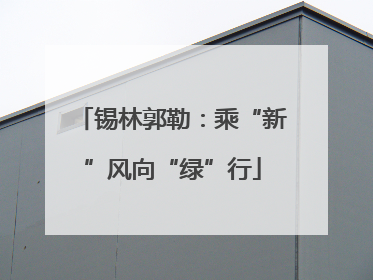 锡林郭勒：乘“新”风向“绿”行
