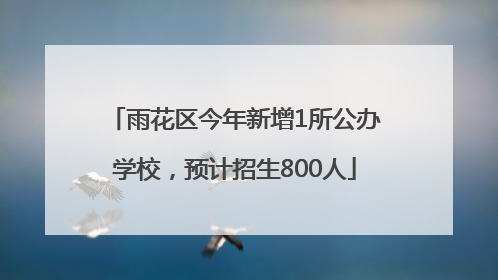 雨花区今年新增1所公办学校，预计招生800人