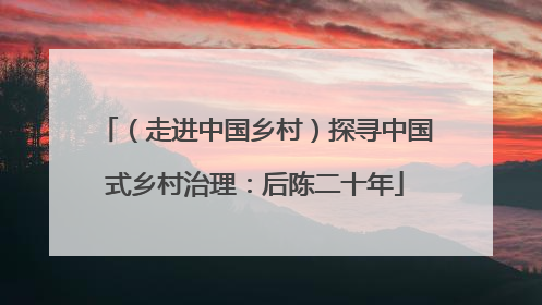 （走进中国乡村）探寻中国式乡村治理：后陈二十年