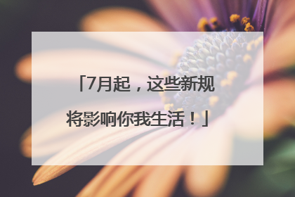 7月起，这些新规将影响你我生活！