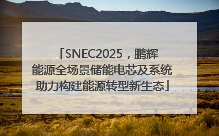 SNEC2025，鹏辉能源全场景储能电芯及系统助力构建能源转型新生态